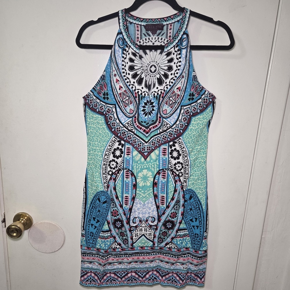 Hale Bob‎ XS Boho Mini Dress Sleeveless Multicolor Geometric Tribal Print